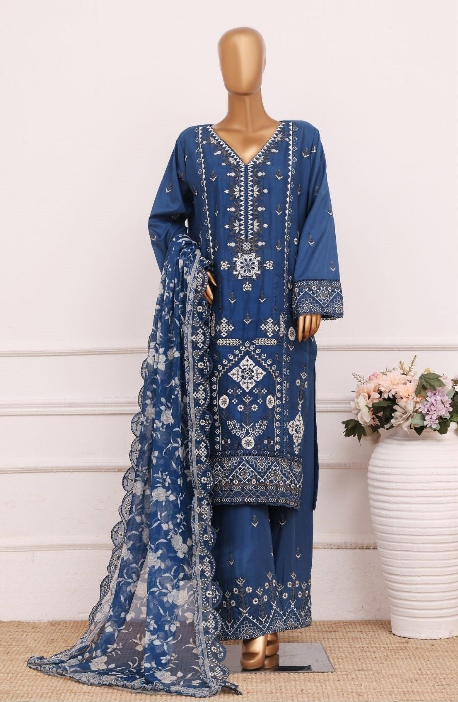BIN SAEED Ethereal Embroideries Slate Blue