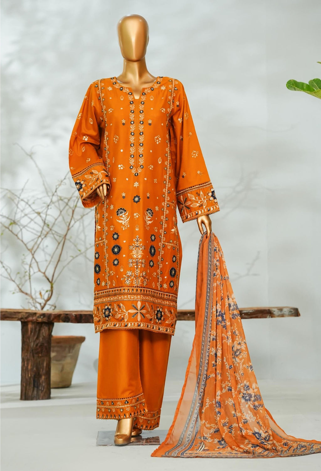 BIN SAEED Feminine Finesse Vibrant Orange