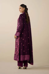 Adan's Libas Royal Plum & Magenta Chikankari 3pc