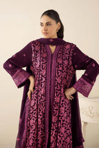 Adan's Libas Royal Plum & Magenta Chikankari 3pc
