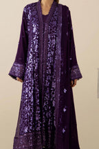Adan's Libas Midnight Violet Sequin & Chikankari 3pc