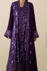 Adan's Libas Midnight Violet Sequin & Chikankari 3pc