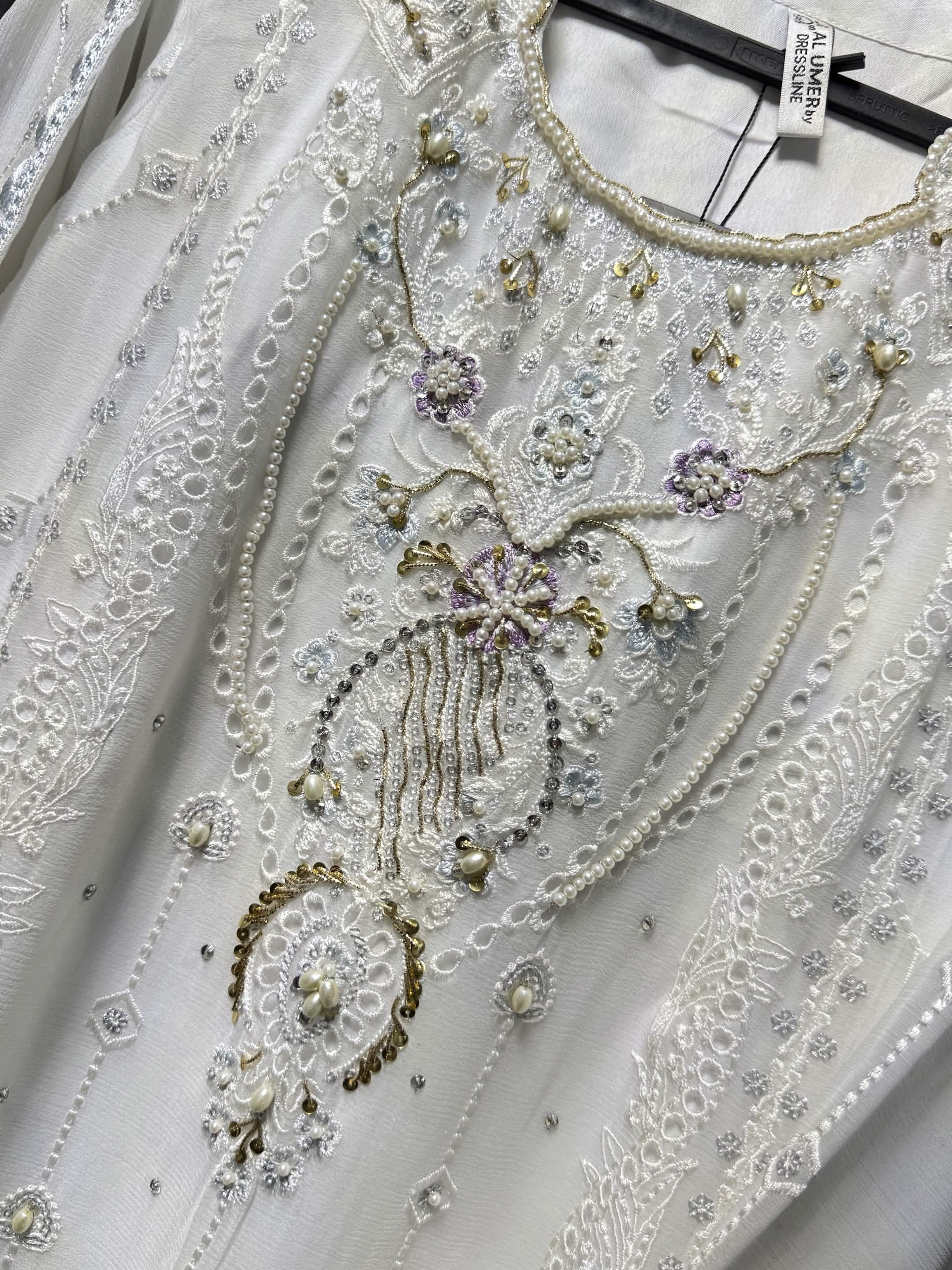 AL UMER Ivory Grace Pearl Chikankari 3pc