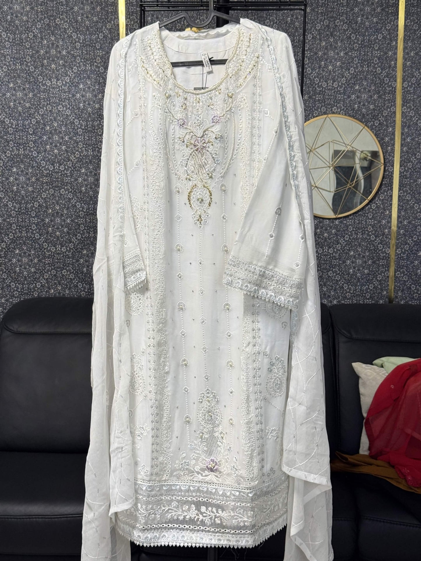 AL UMER Ivory Grace Pearl Chikankari 3pc