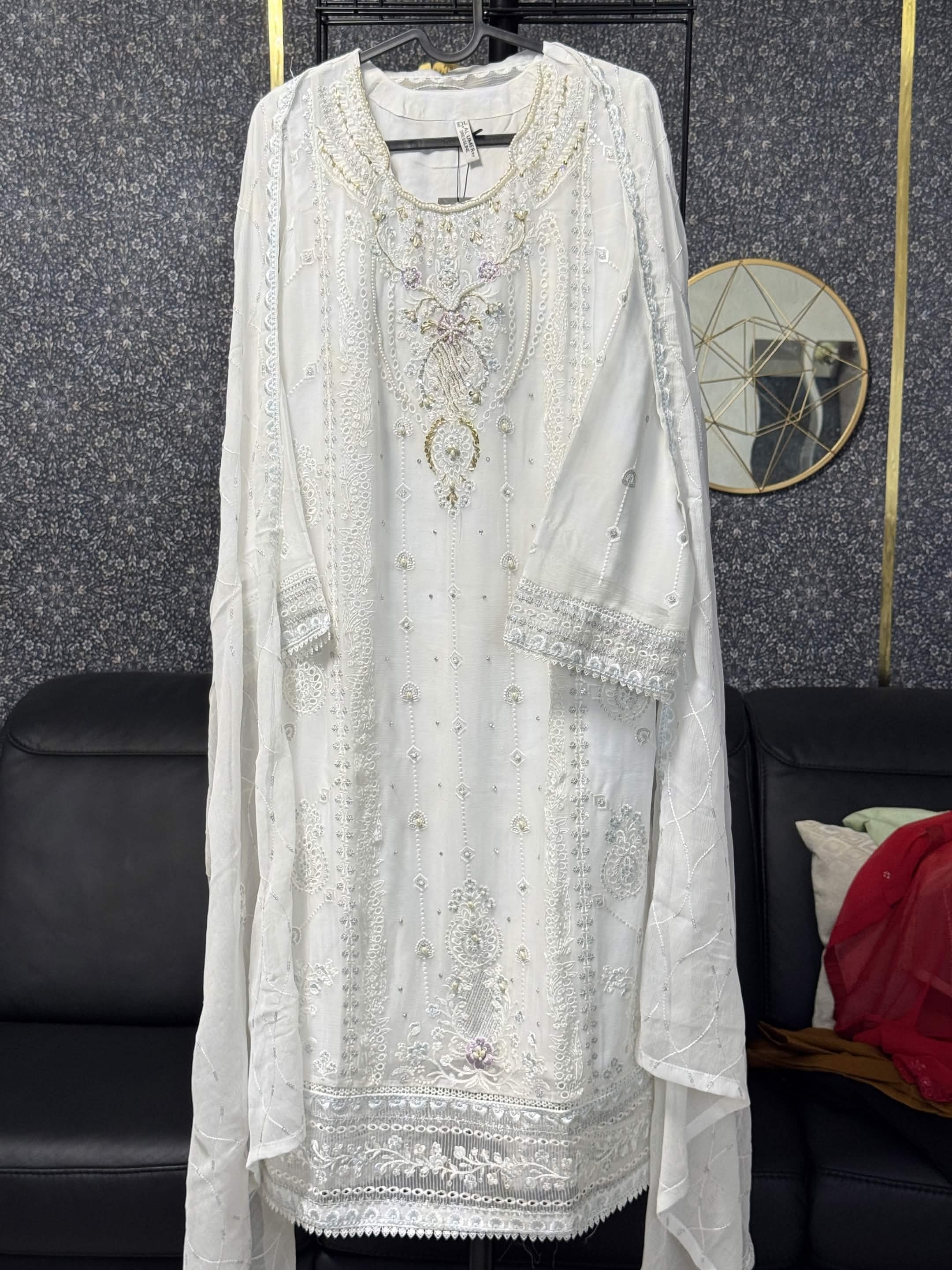 AL UMER Ivory Grace Pearl Chikankari 3pc