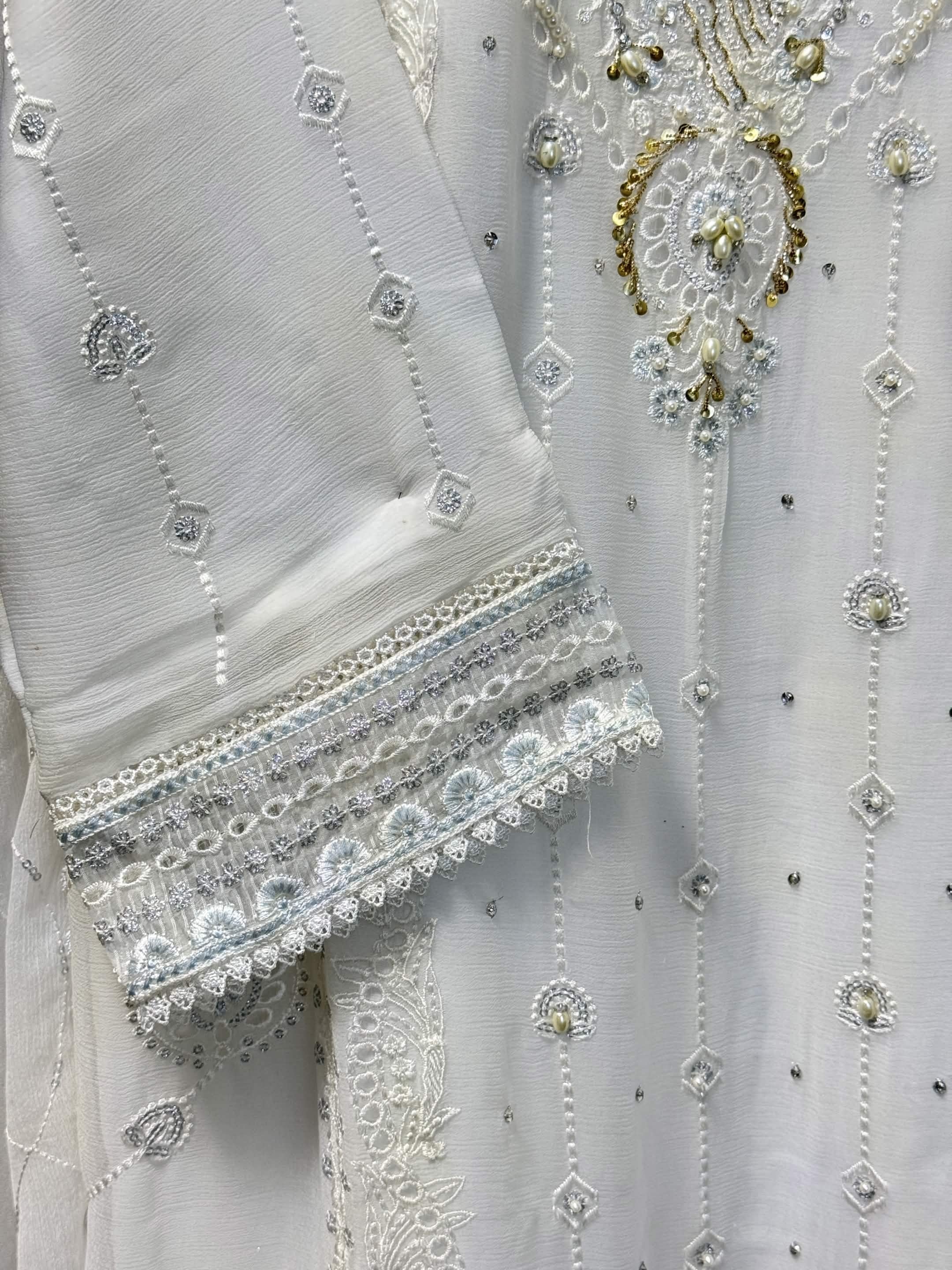AL UMER Ivory Grace Pearl Chikankari 3pc