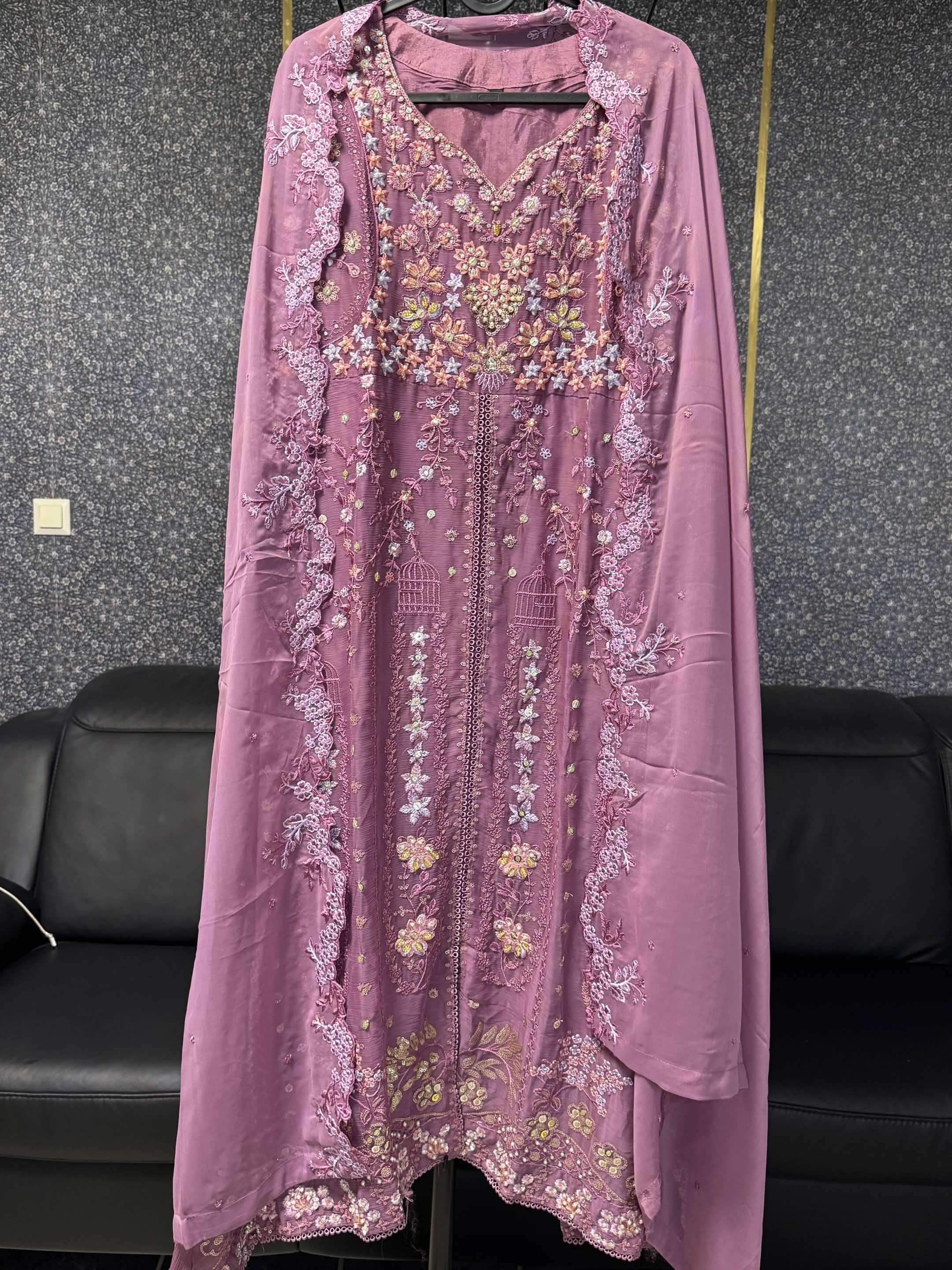 Mauve Mist & Pastel Blossom Embroidery 3pc