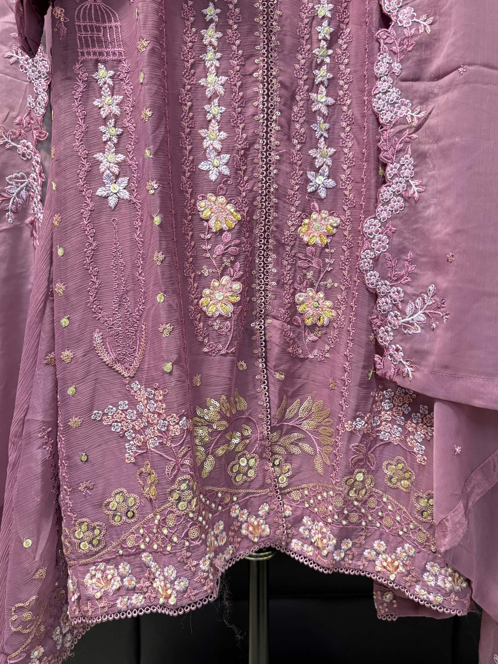 Mauve Mist & Pastel Blossom Embroidery 3pc