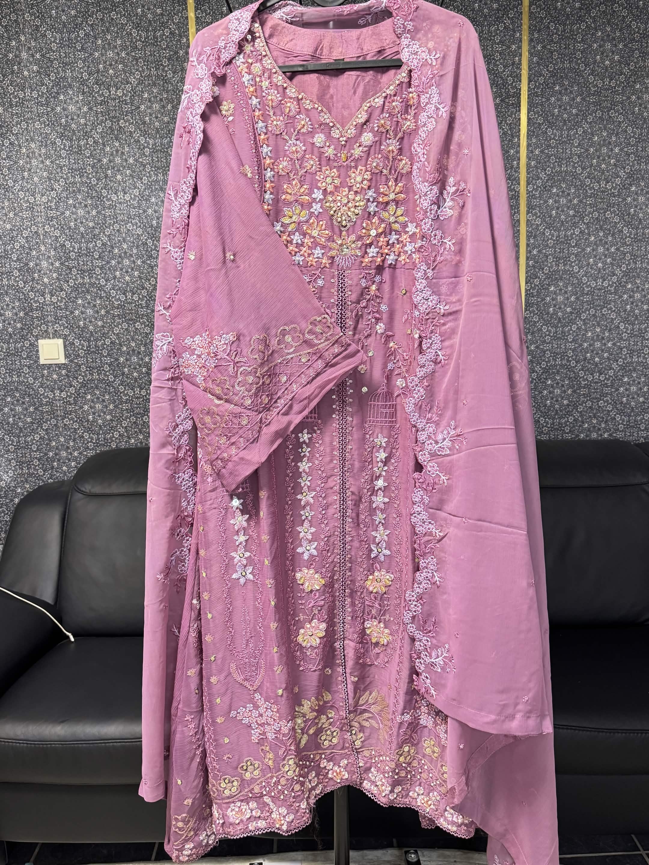 Mauve Mist & Pastel Blossom Embroidery 3pc