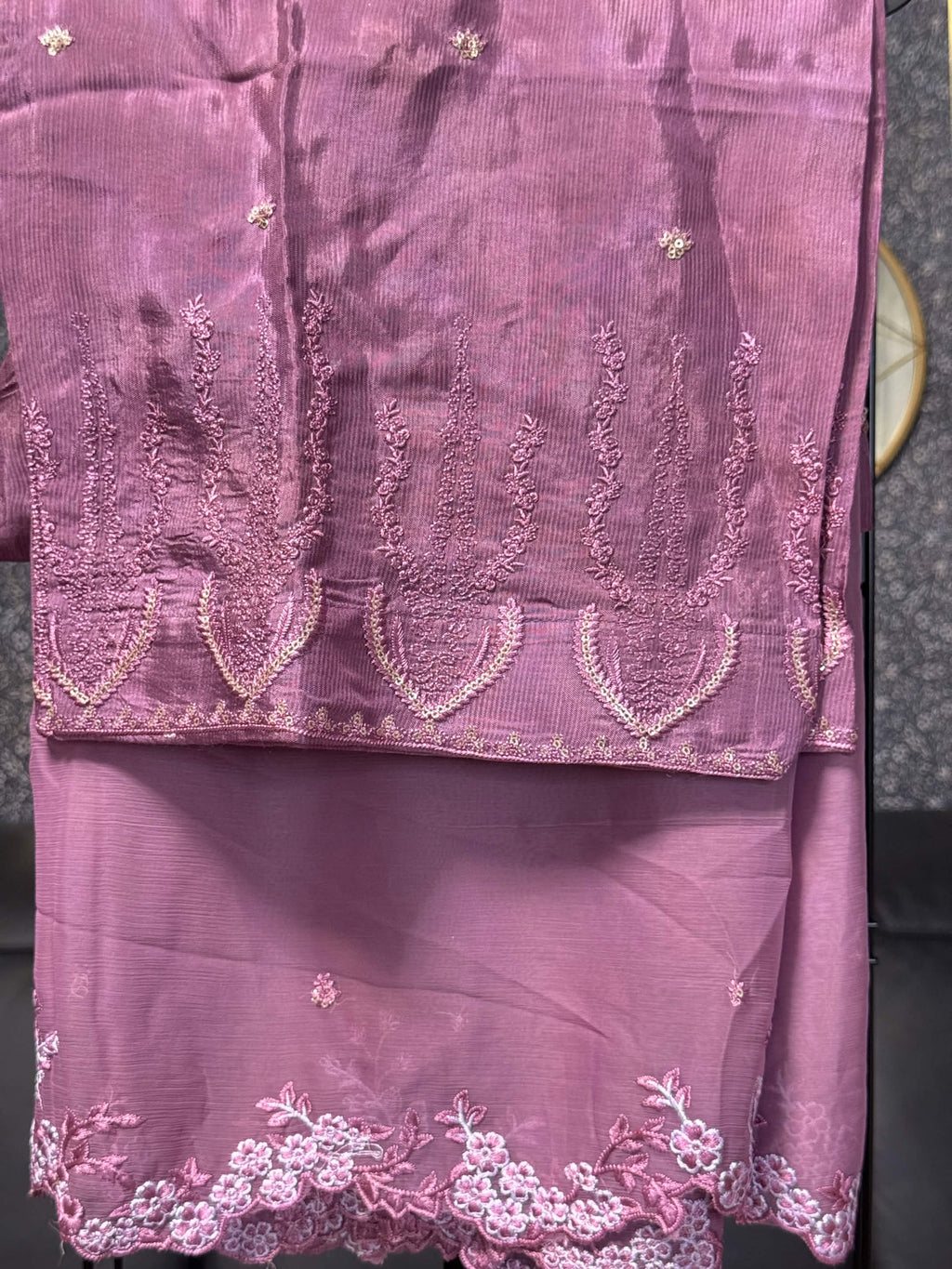 Mauve Mist & Pastel Blossom Embroidery 3pc