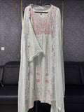 Mint Green & Pastel Blossom Embroidery 3pc