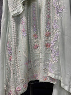 Mint Green & Pastel Blossom Embroidery 3pc