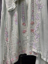 Mint Green & Pastel Blossom Embroidery 3pc