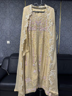 Champagne Gold & Pastel Blossom Embroidery 3pc