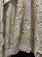 Champagne Gold & Pastel Blossom Embroidery 3pc