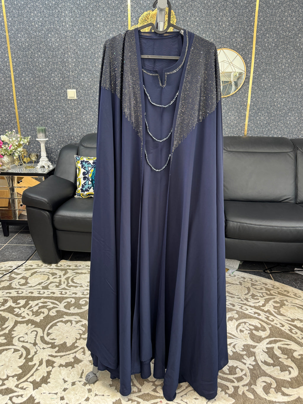 Midnight blue Kaftan Style Abaya 4pc