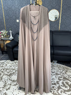 Muted latte brown Kaftan Style Abaya 4pc