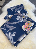Home Tex Classical floral bedsheet set navy blue