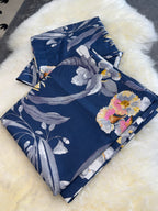 Home Tex Classical floral bedsheet set navy blue