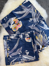 Home Tex Classical floral bedsheet set navy blue