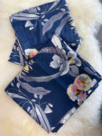 Home Tex Classical floral bedsheet set navy blue