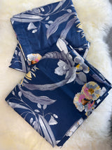 Home Tex Classical floral bedsheet set navy blue