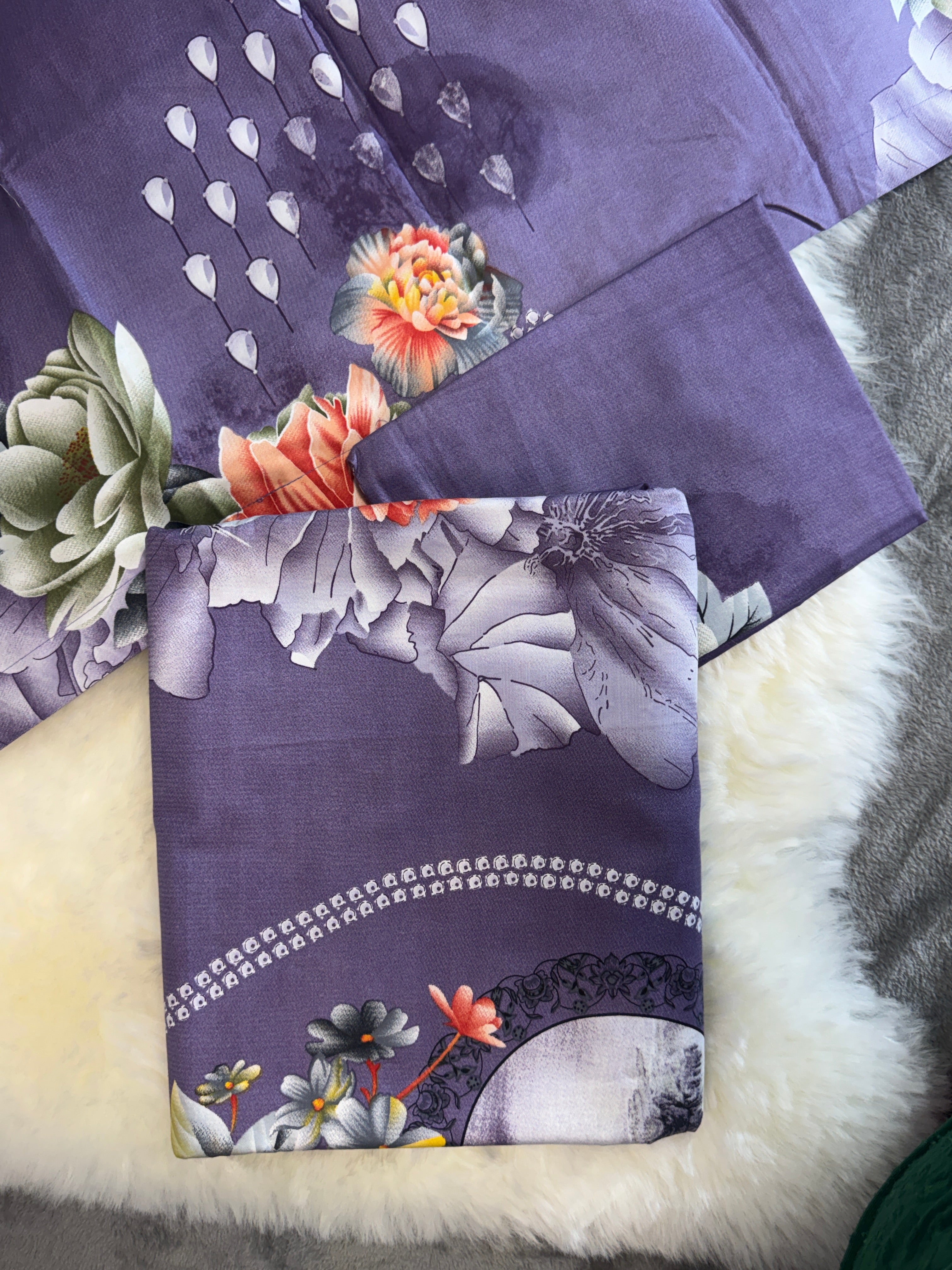 Home Tex Classical purple floral bedsheet set