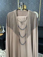 Muted latte brown Kaftan Style Abaya 4pc