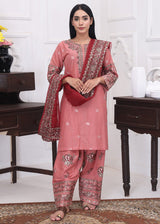 Ezno Gulroz Lawn Kurta Set in Blush pink 3pc