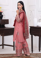 Ezno Gulroz Lawn Kurta Set in Blush pink 3pc