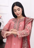 Ezno Gulroz Lawn Kurta Set in Blush pink 3pc